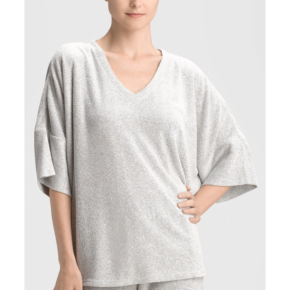 Natori Lounge Top XL Gray Brushed Terry V-Neck Soft